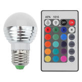 E27 3W cambiamento rgb LED lampadina palla a 16 colori 85-265v + IR